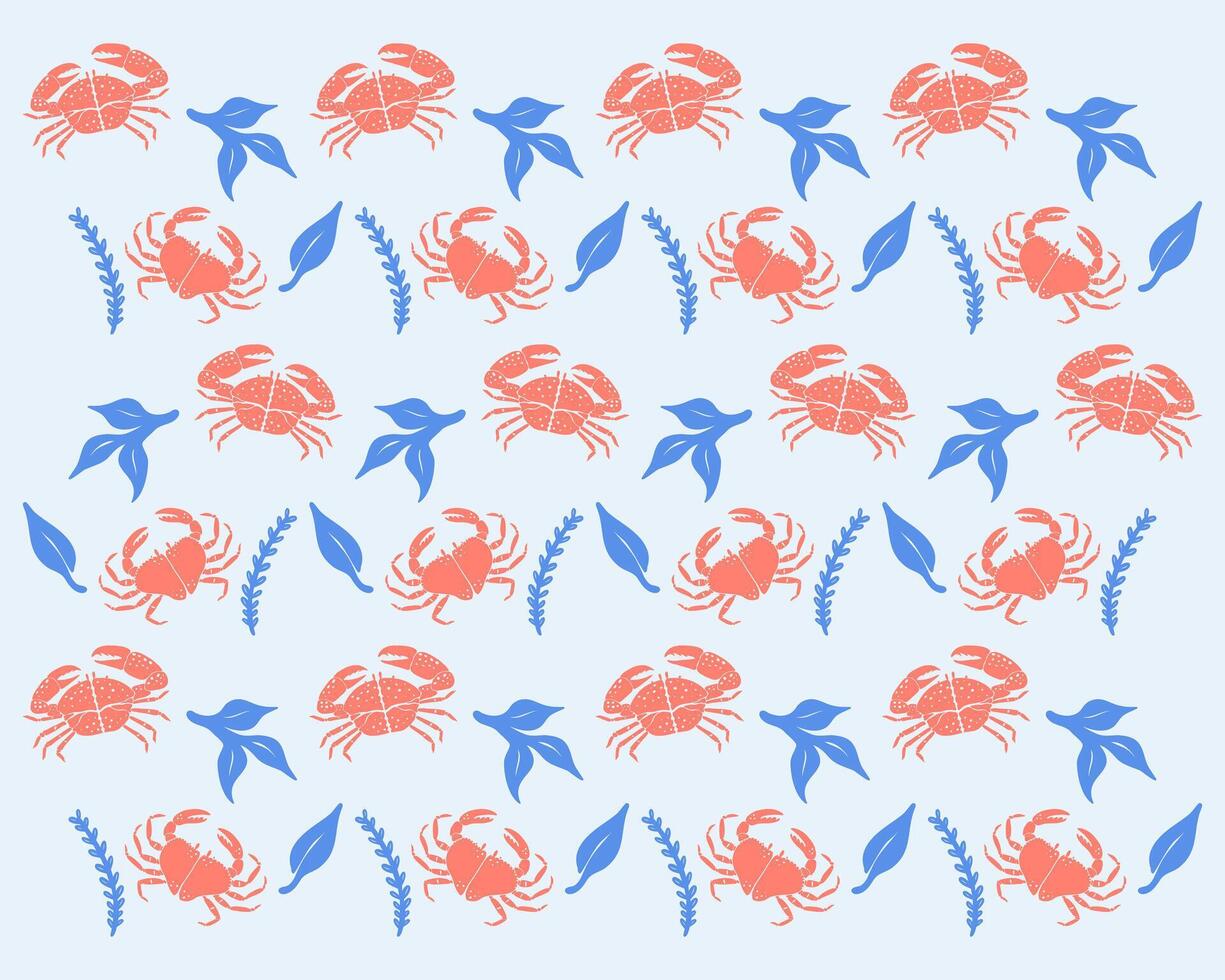 Crab illustration pattern sea world marine life background layout banner packaging cover print art editable vector