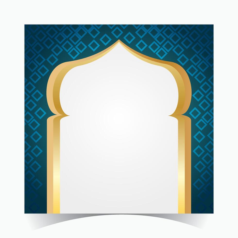 Islamic gate background blue gold with ornaments. vector