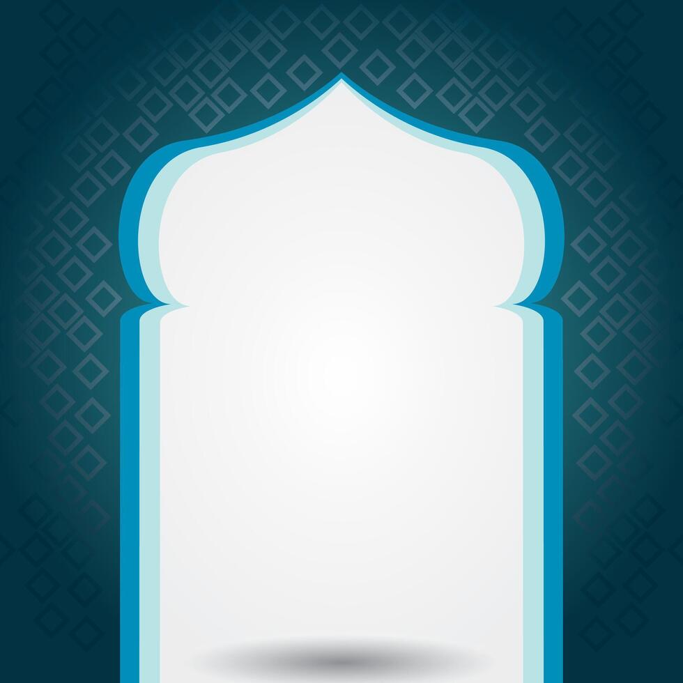Blue Islamic gate background with ornaments vector