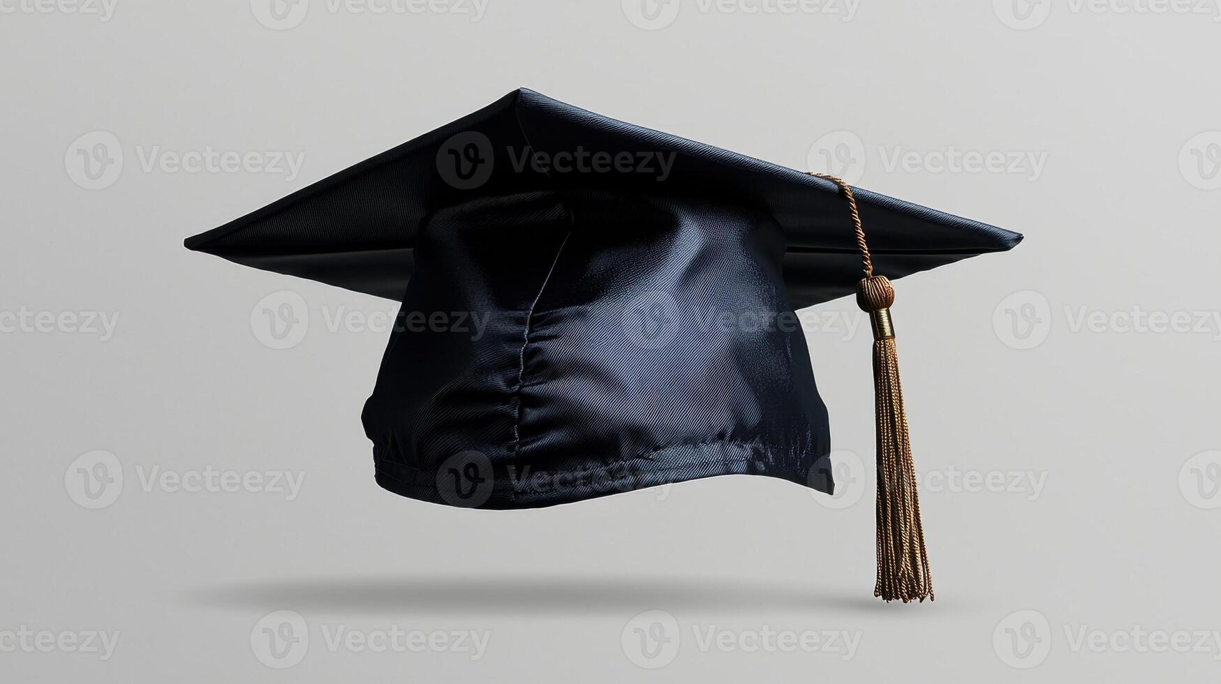 Gold tassel draped over graduation cap, symbolizing academic learning milestone, educational success photo