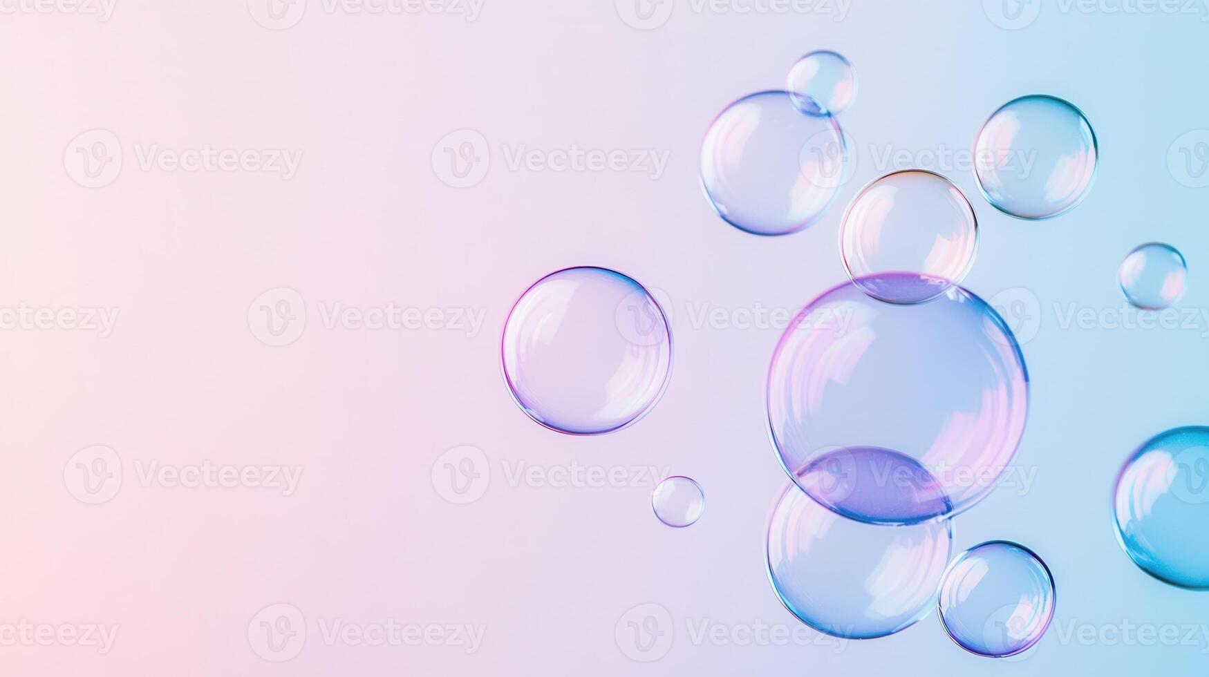 Soap atmosphere floating on a colorful gradient background, creating a dreamy and playful bubbles photo