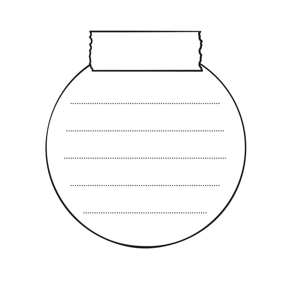 Hand drawn blank round memo paper sheet, sticky note, reminder, to do list, sticky tape. Bullet journal elements in line art doodle style. vector