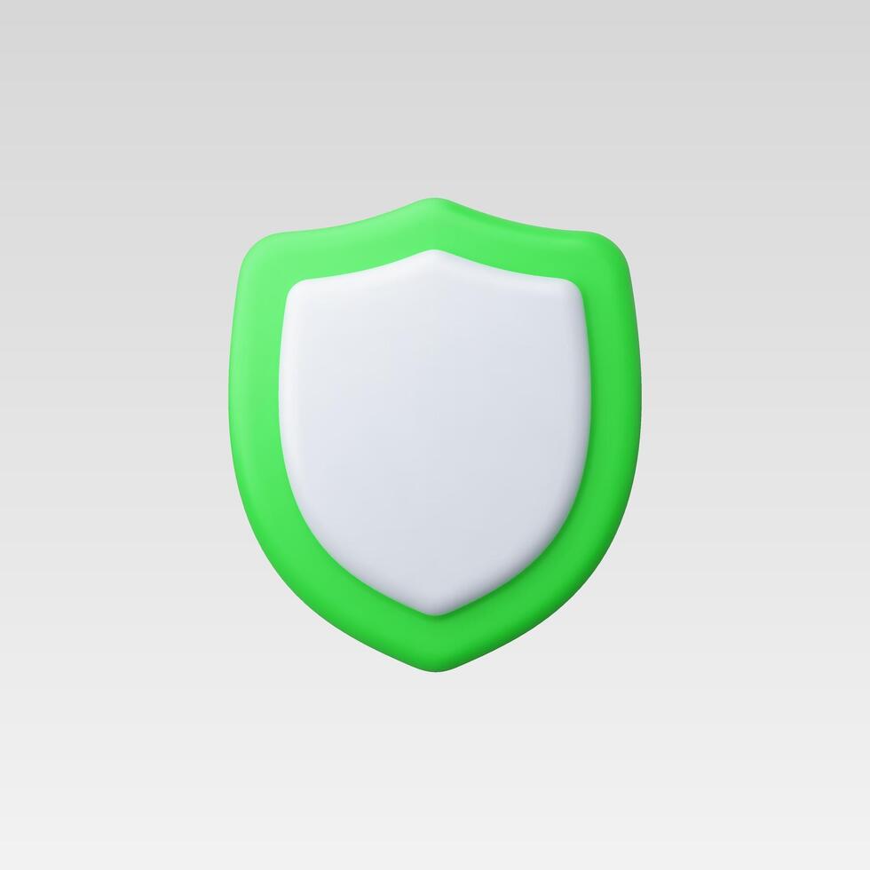 A modern green shield icon symbolizing protection and security. vector