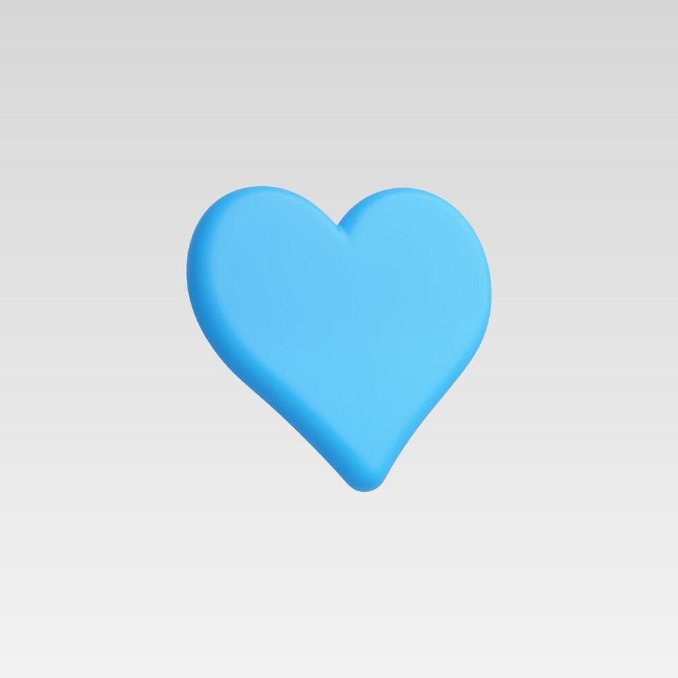 A smooth blue heart symbol on a light grey background. vector