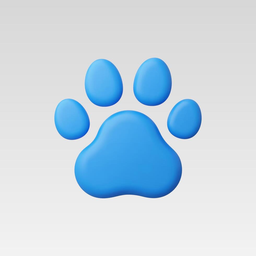 A simplistic blue paw print icon on a light background. vector