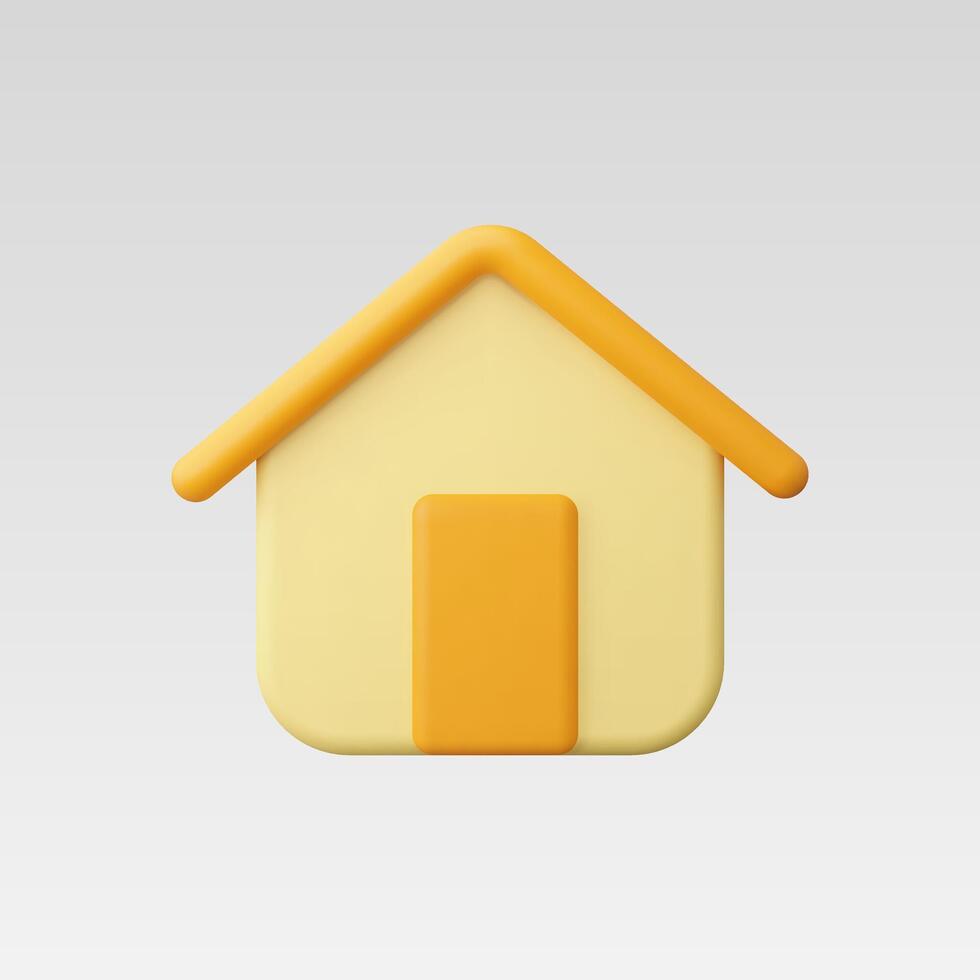 A minimalist yellow house icon with a soft, modern design. vector
