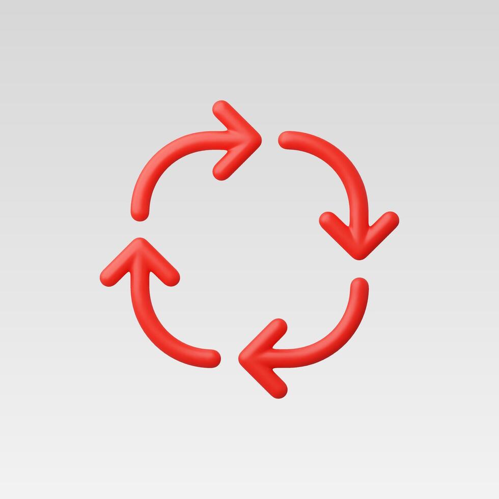 Circular red arrows symbolizing motion and recycling concepts. vector