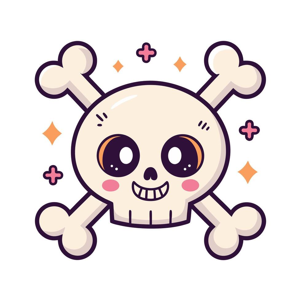 A funny and cute cartoon skull with crossbones and a smiling face,great for Halloween or edgy fun designs vector