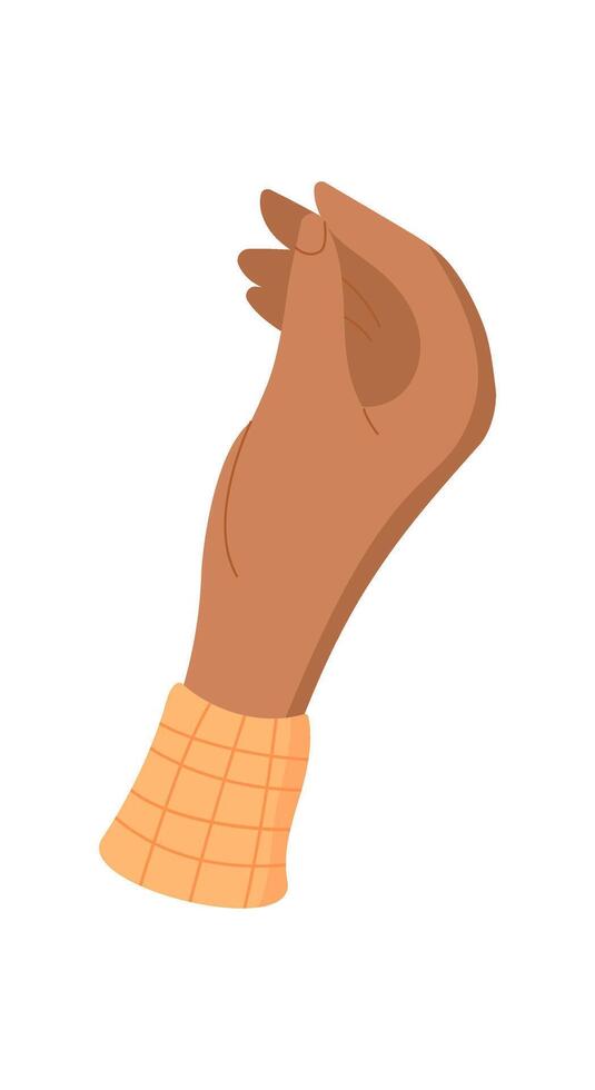 Hand holding gesture icon. Human character symbolizes the act of giving and receiving. Flat style graphic, suitable for various contexts like charity, donation, and emotional expression. vector