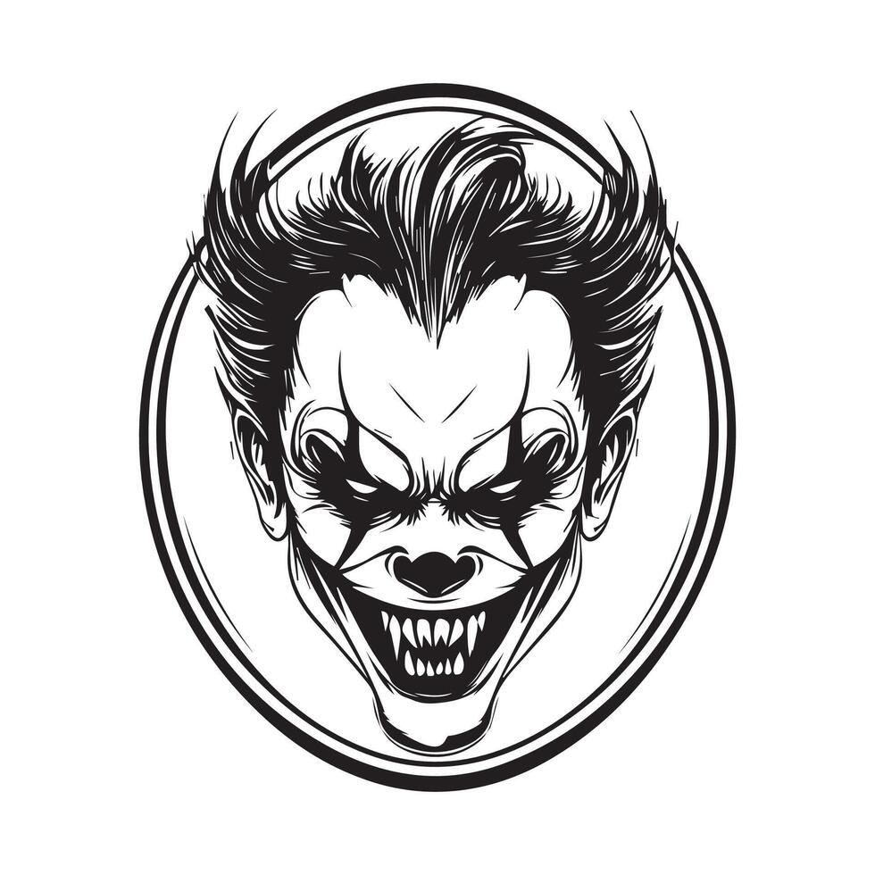 Black and White Circus Clown Image Isolated on White Background. vector