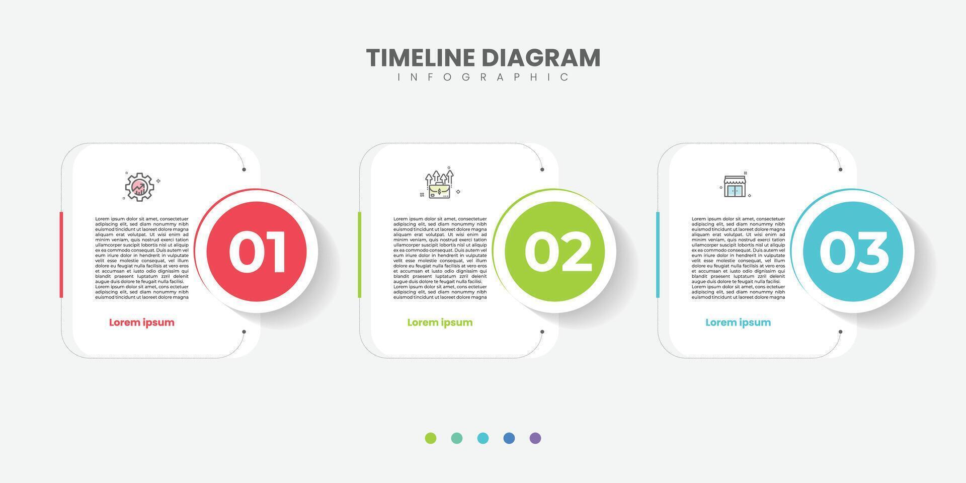 Timeline Creator infographic template. 3 Step timeline journey, calendar Flat simple infographics design template. presentation graph. Business concept with 3 options vector