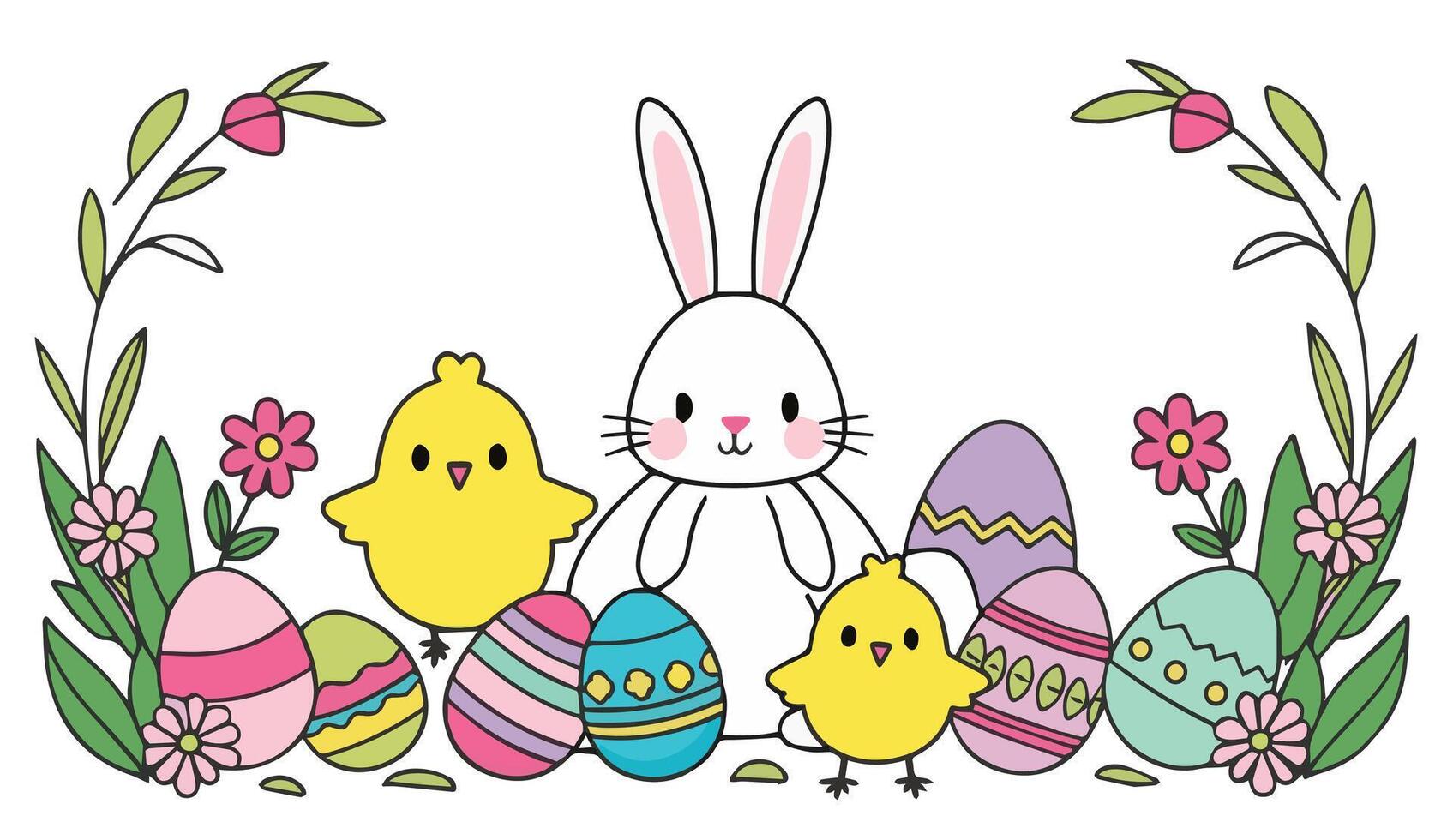 Easter basket sketch illustration vector