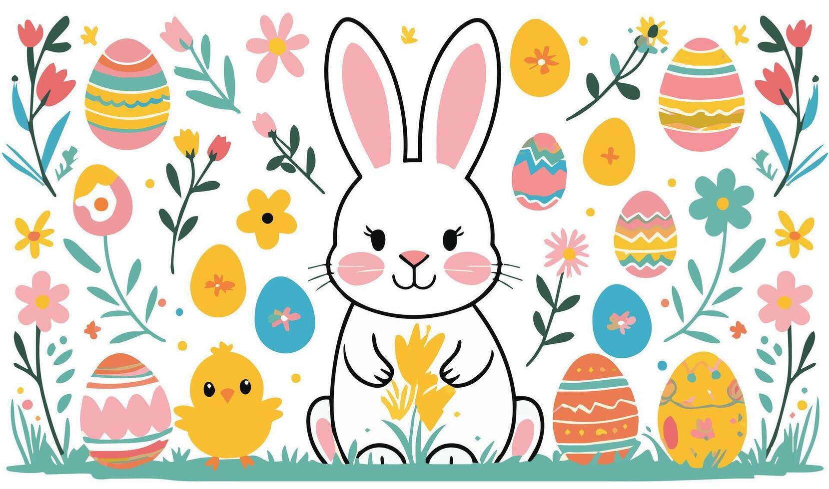 Easter egg hunt illustration vector