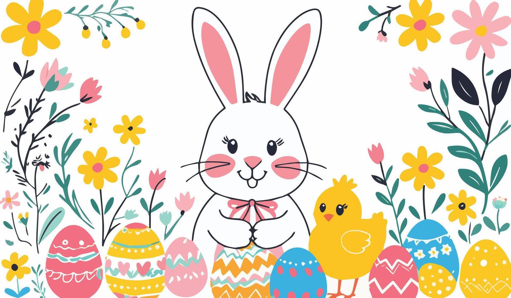Whimsical Easter elements vector