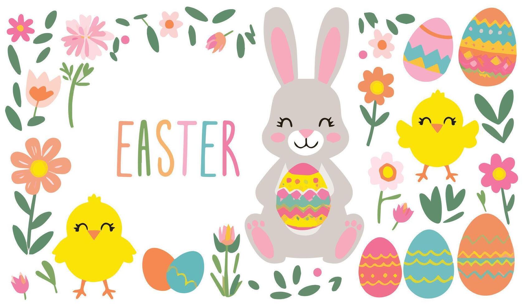 Watercolor Easter graphics vector