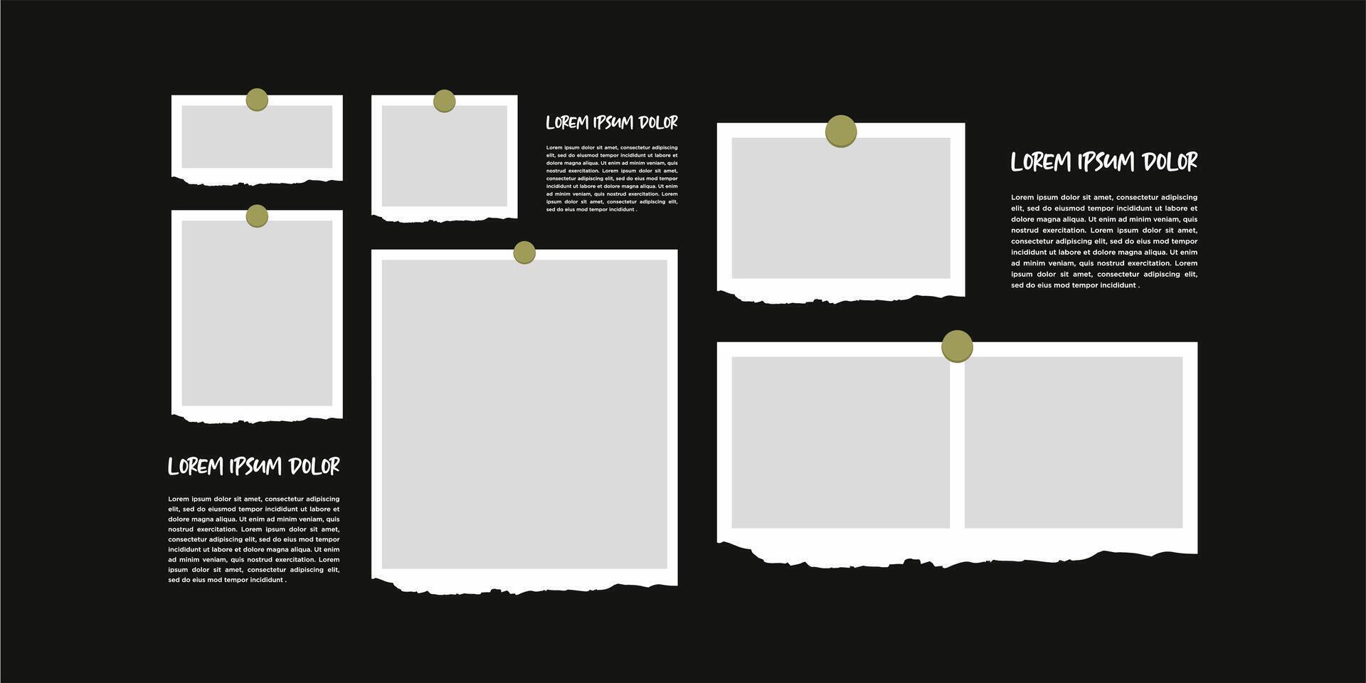 Picture Collage photo template design vector