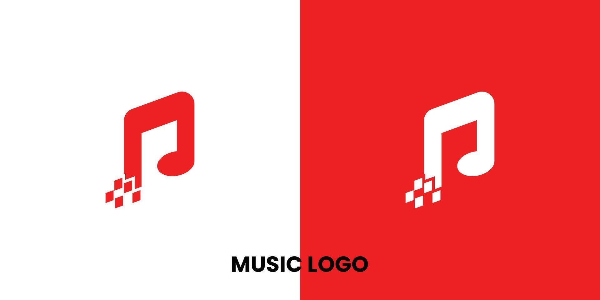 Music logo design with red and white background vector