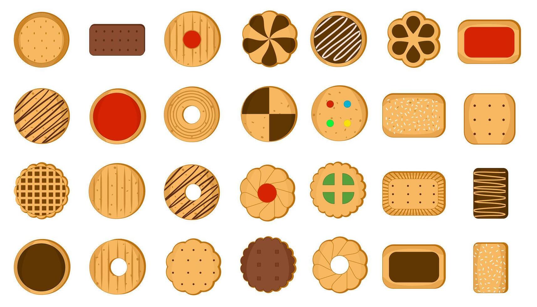 Various types of biscuits vector