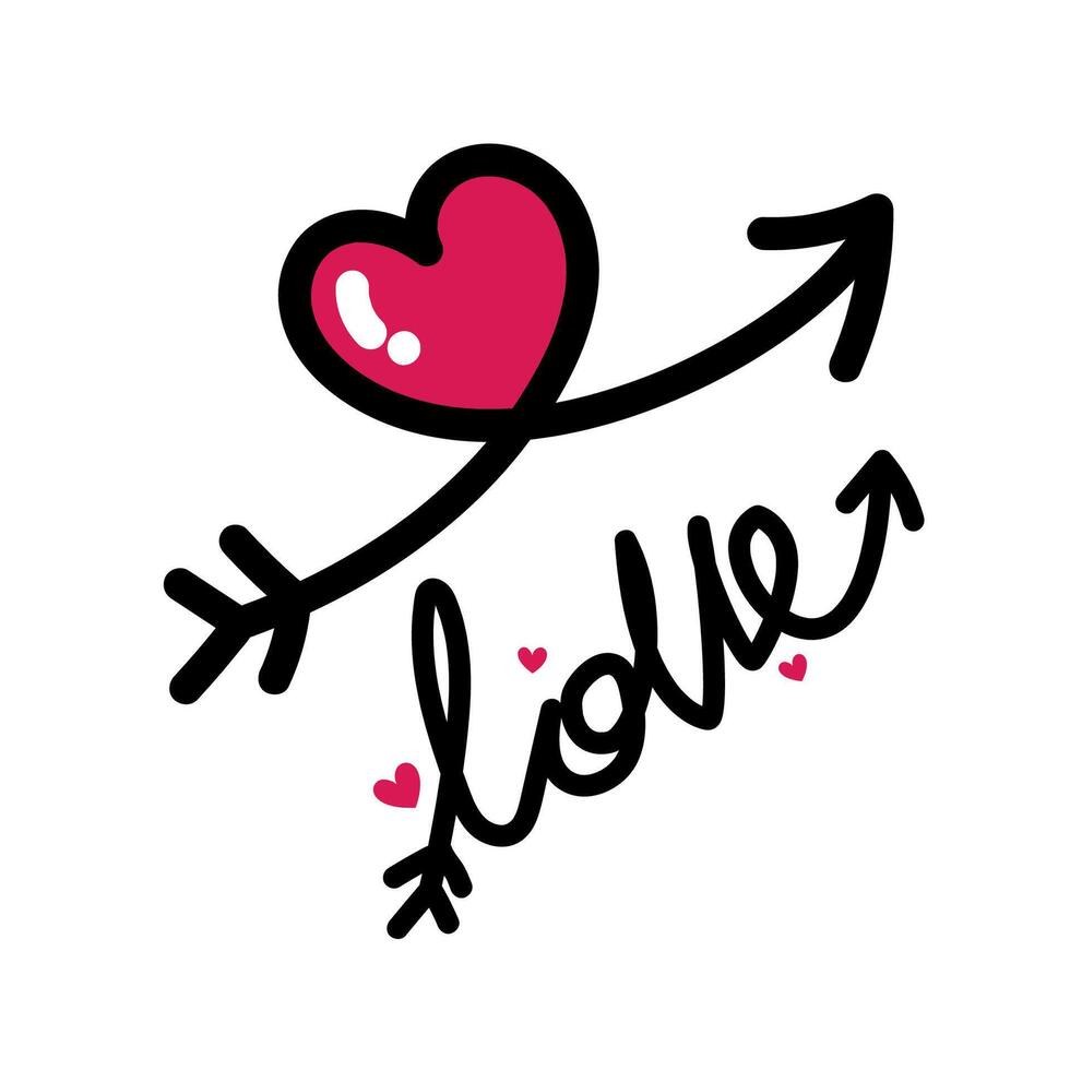 Love arrow and heart illustration vector
