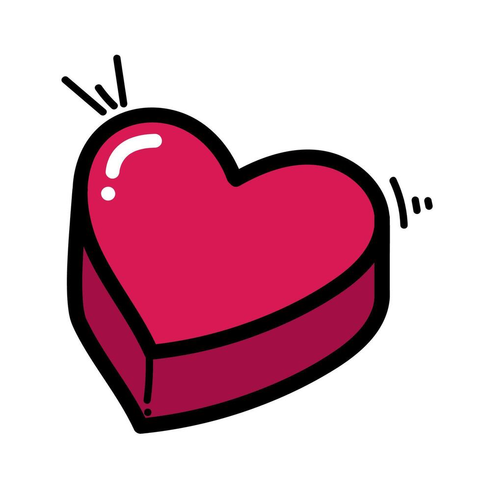A red heart shaped candy is shown in a cartoon style vector