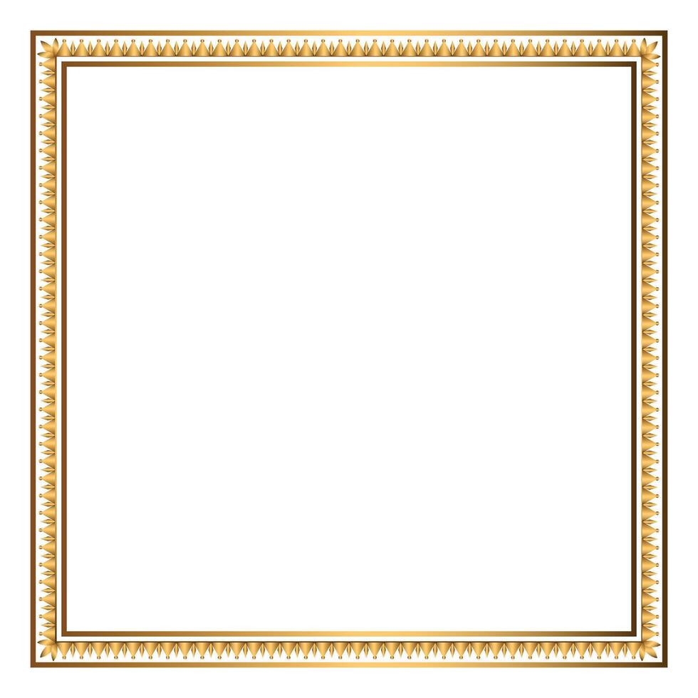 Rectangle golden certificate border pattern line photo frame islamic wedding invitation vector