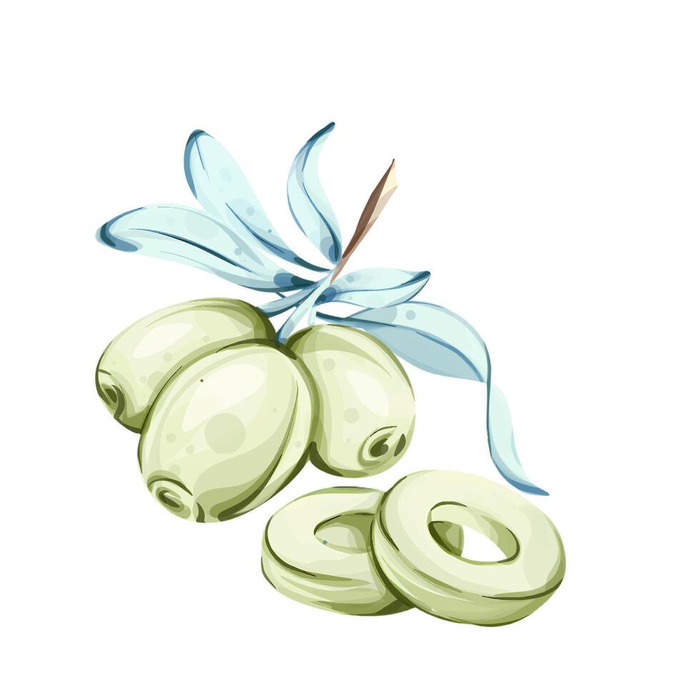 Discovering the beauty of olives and olive oil in watercolor art vector