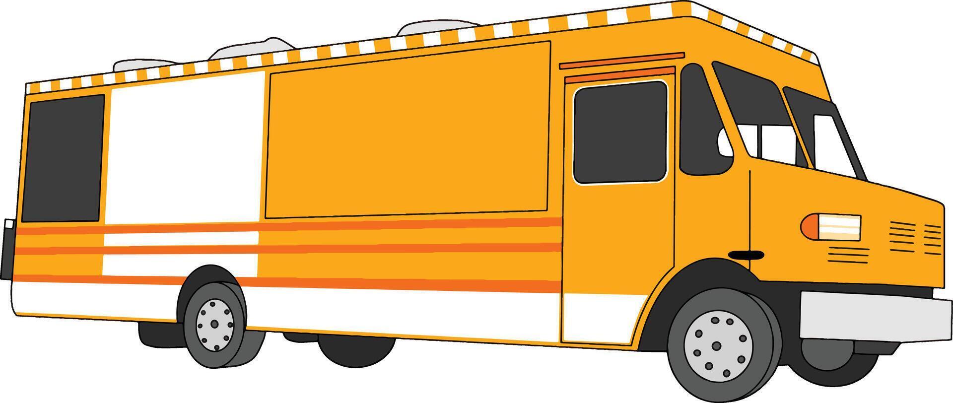 Hand-drawn food truck with playful colors, great for food-related designs, branding, festivals, or web use. Clean, isolated layout for easy editing and integration vector