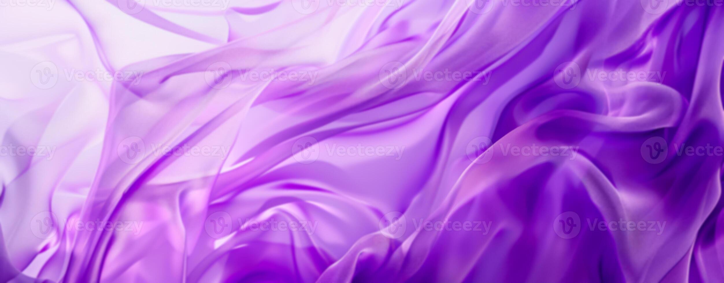 Artist banner with flowing purple silk fabric with soft folds and luminous texture. Concept of luxury, elegance, and modern aesthetics. Perfect for fashion, beauty branding, and design visuals photo