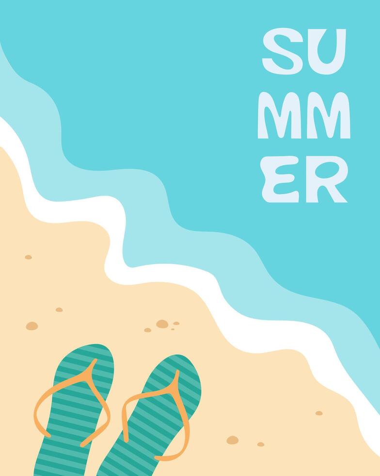 Summer poster with typography and flip flop vector