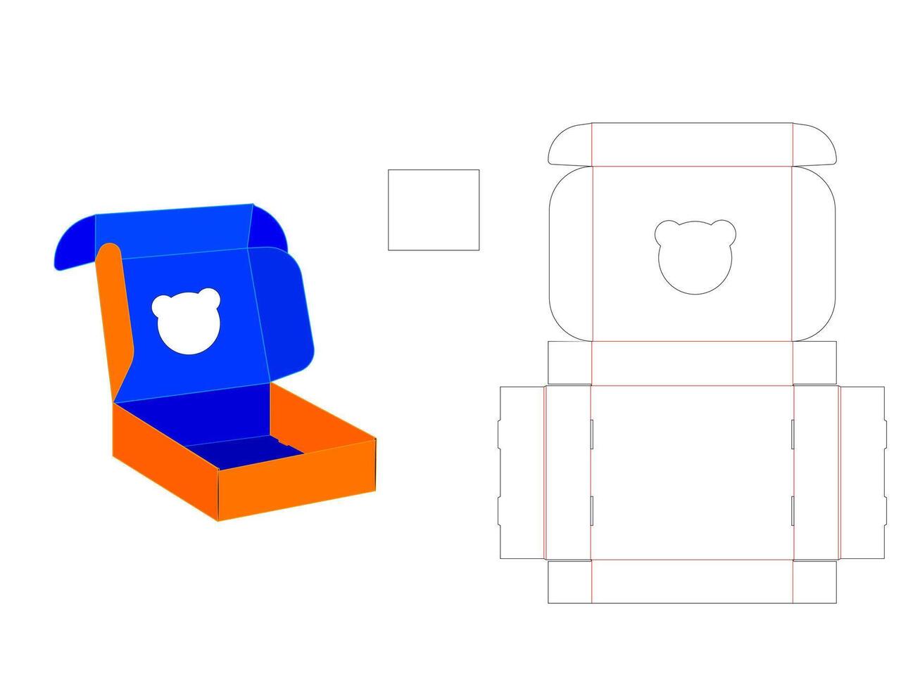 Panda Shape Corrugated Mailer Window Box LASER CUT Template vector