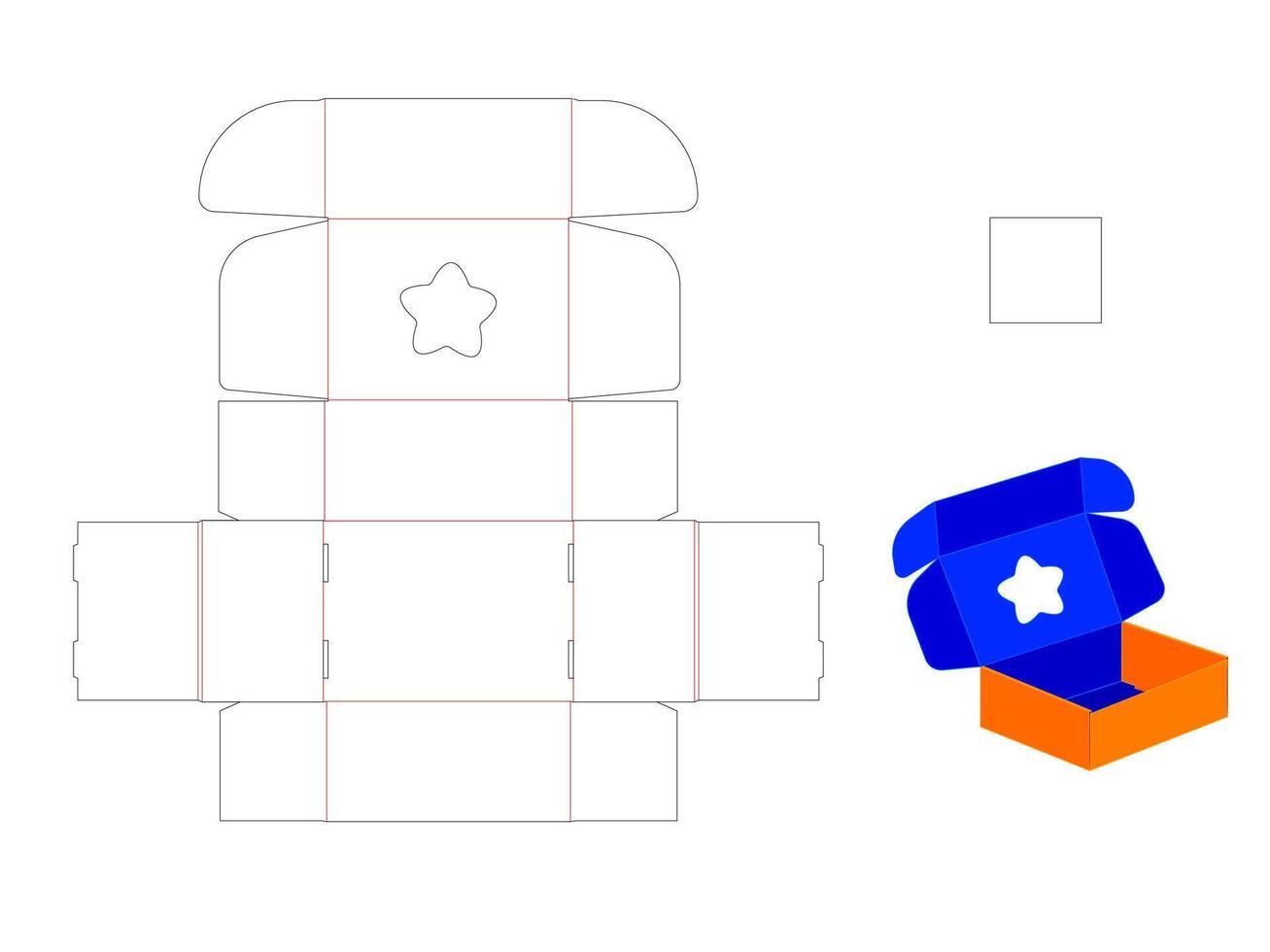 Star Shape Mailer Window Box LASER CUT Template vector