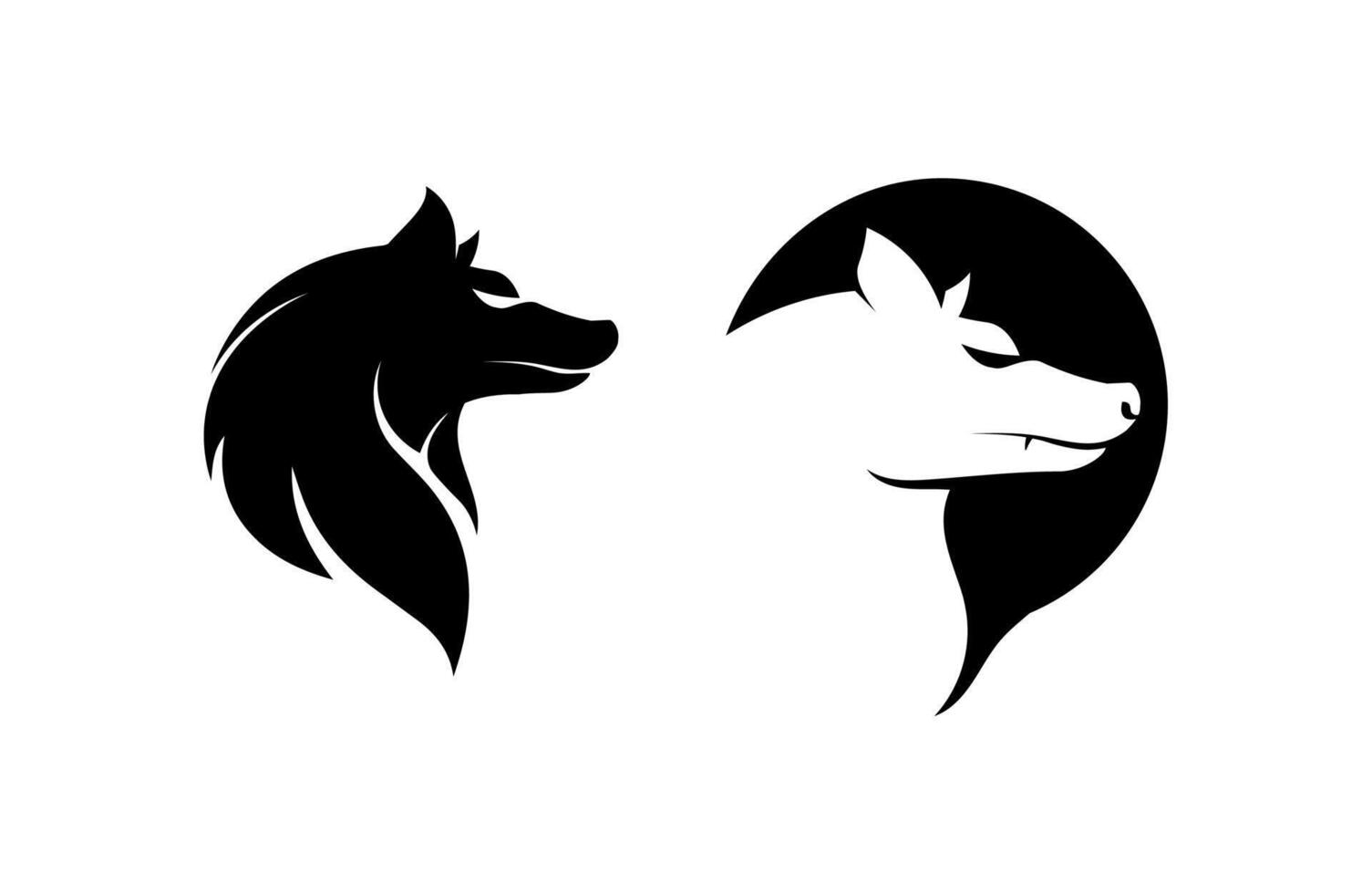 wolves logo, fox, wolf head, animal and logo design wild roar dog illustration on black and white colour. vector