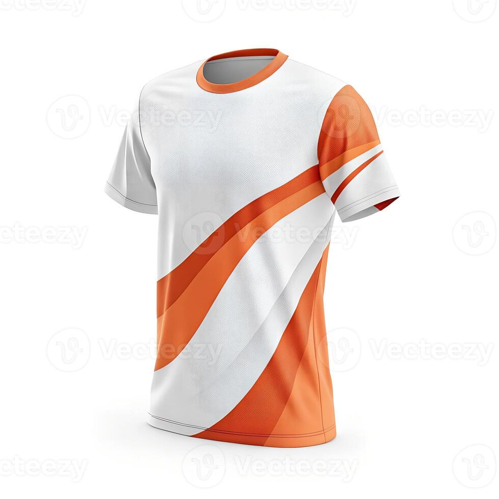 An orange and white t - shirt with a white stripe photo