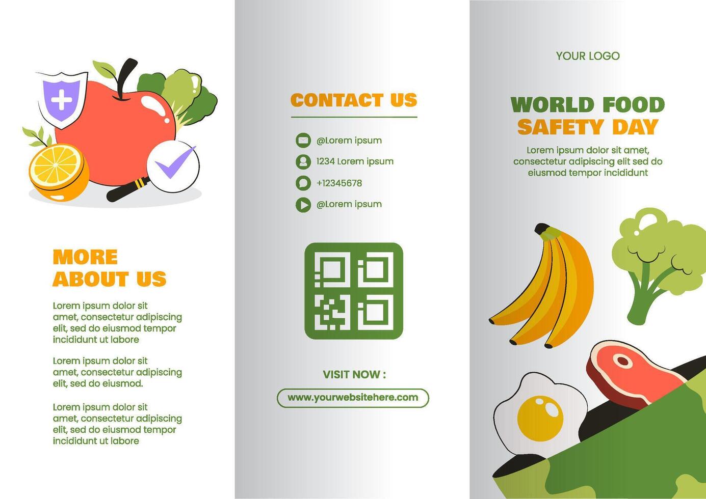 World Food Safety Day Digital Brochure with Flat Hand-Drawn Background vector