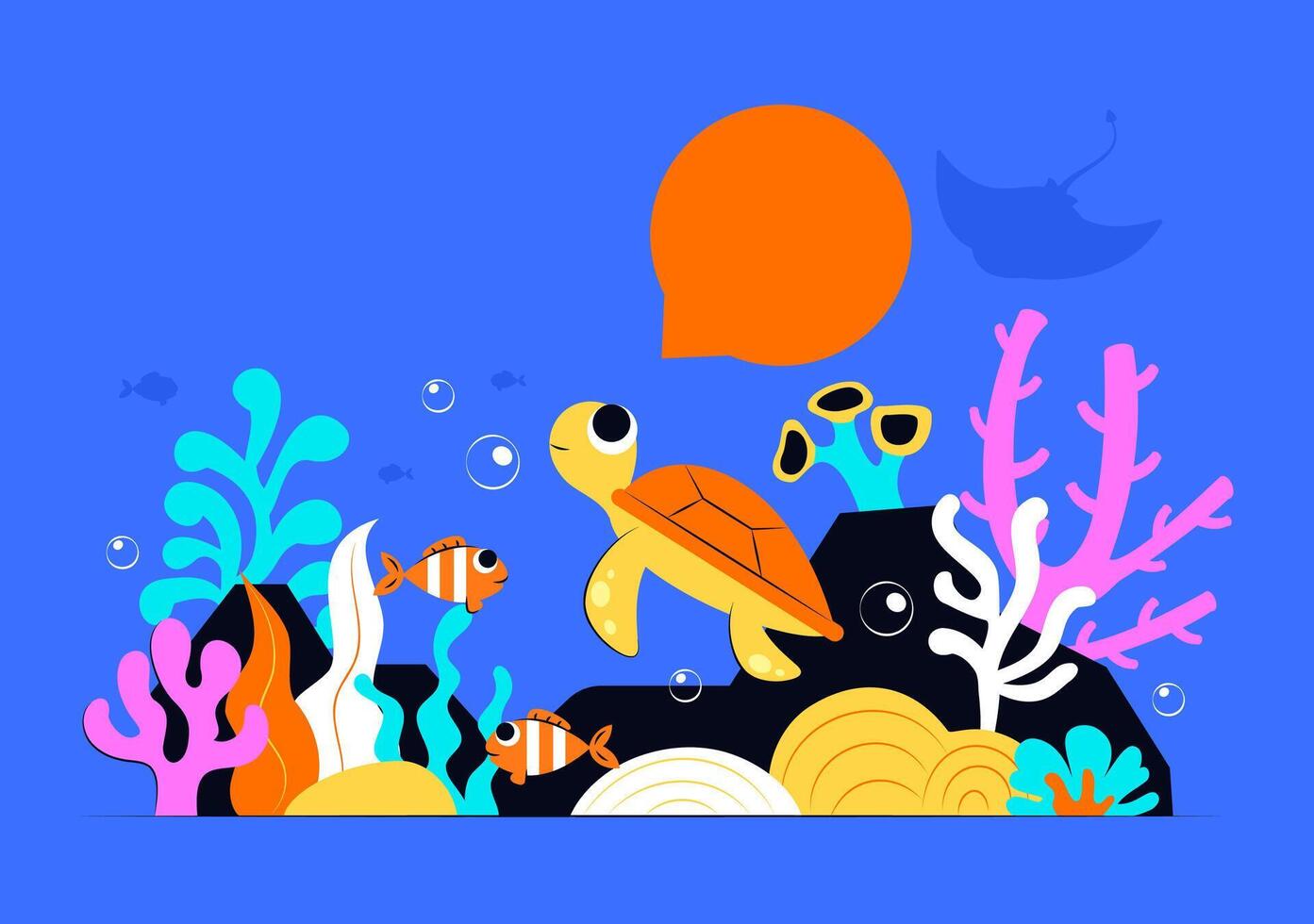 Illustration for World Reef Awareness Day on June 1 with Ocean Conservation Theme in Flat Cartoon Style vector