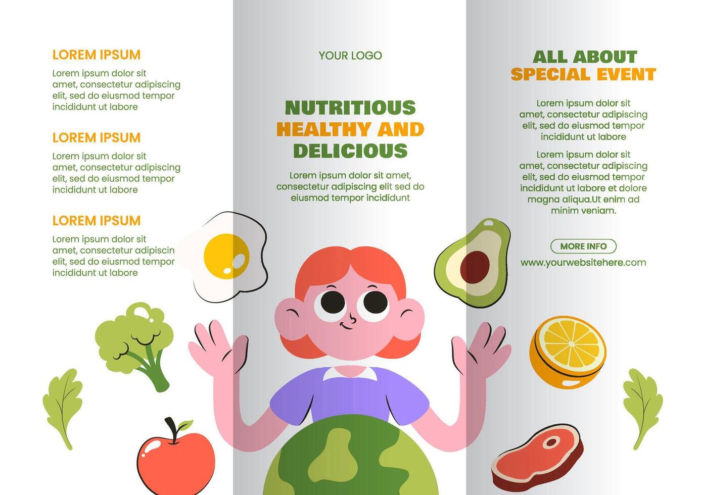 Cartoon Style Social Media Brochure Layout for Food Safety Awareness Day vector