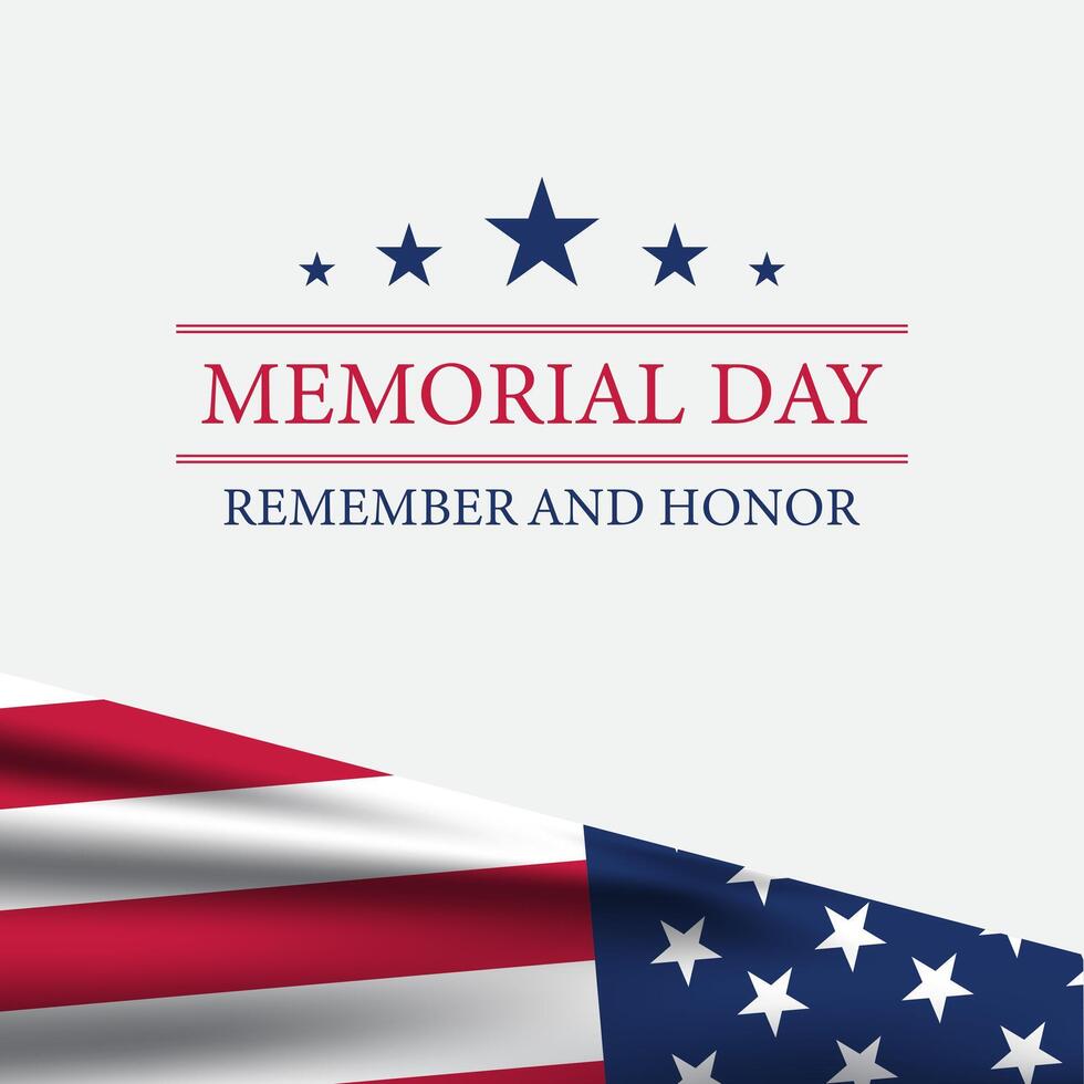 Memorial Day Banner Template Design with American Flag Illustration. vector