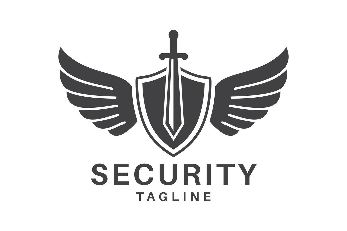 Shield, sword, and wings emblem for security services. vector