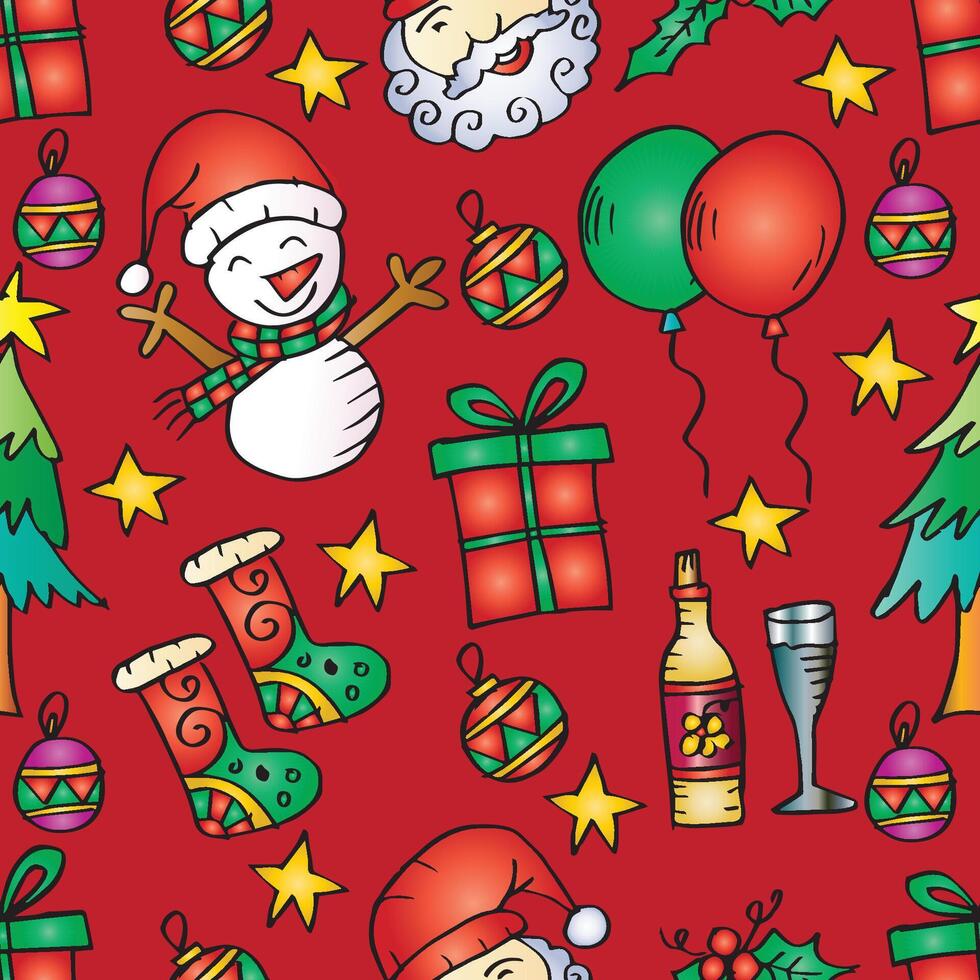Hand drawn seamless pattern with Christmas elements. vector