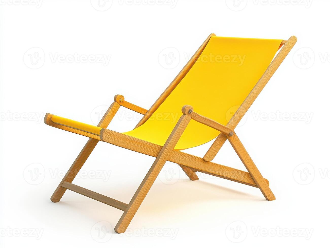 A yellow beach chair on a white background photo