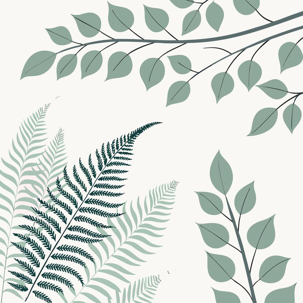 Watercolor eucalyptus and fern leaves pattern, soft green and gray tones, seamless layout, calming vector