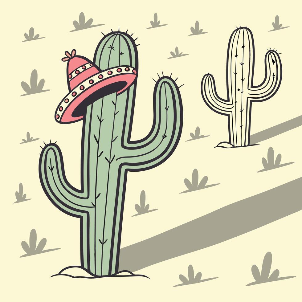 3D cartoon-style cactus pattern with shadows and highlights, playful and bold look vector