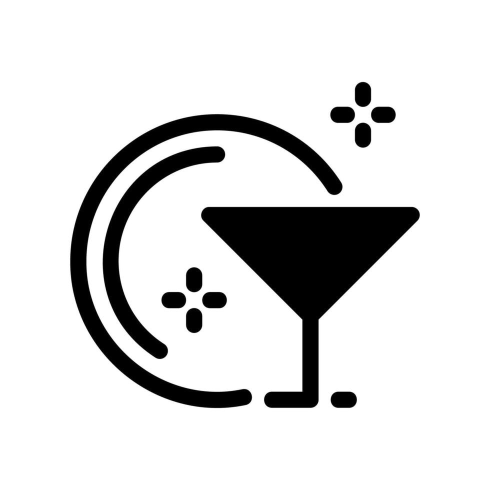 Sparkling Clean Martini Glass Next to Circular Dish Element Icon vector
