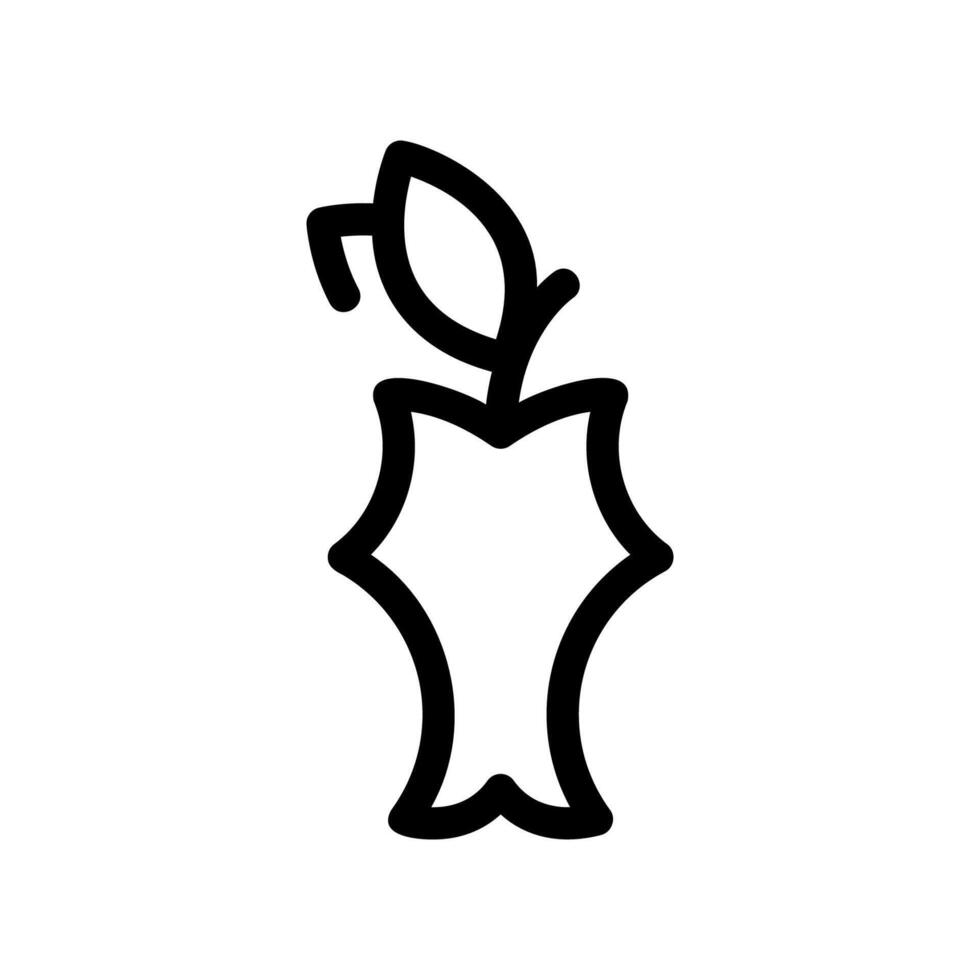 Outline icon of an eaten apple core representing organic food waste or leftover scrap vector