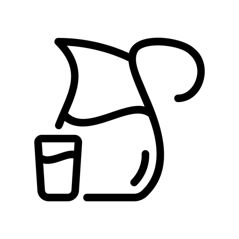 Outline icon of a pitcher filled with liquid next to a drinking glass ready for serving drinks vector