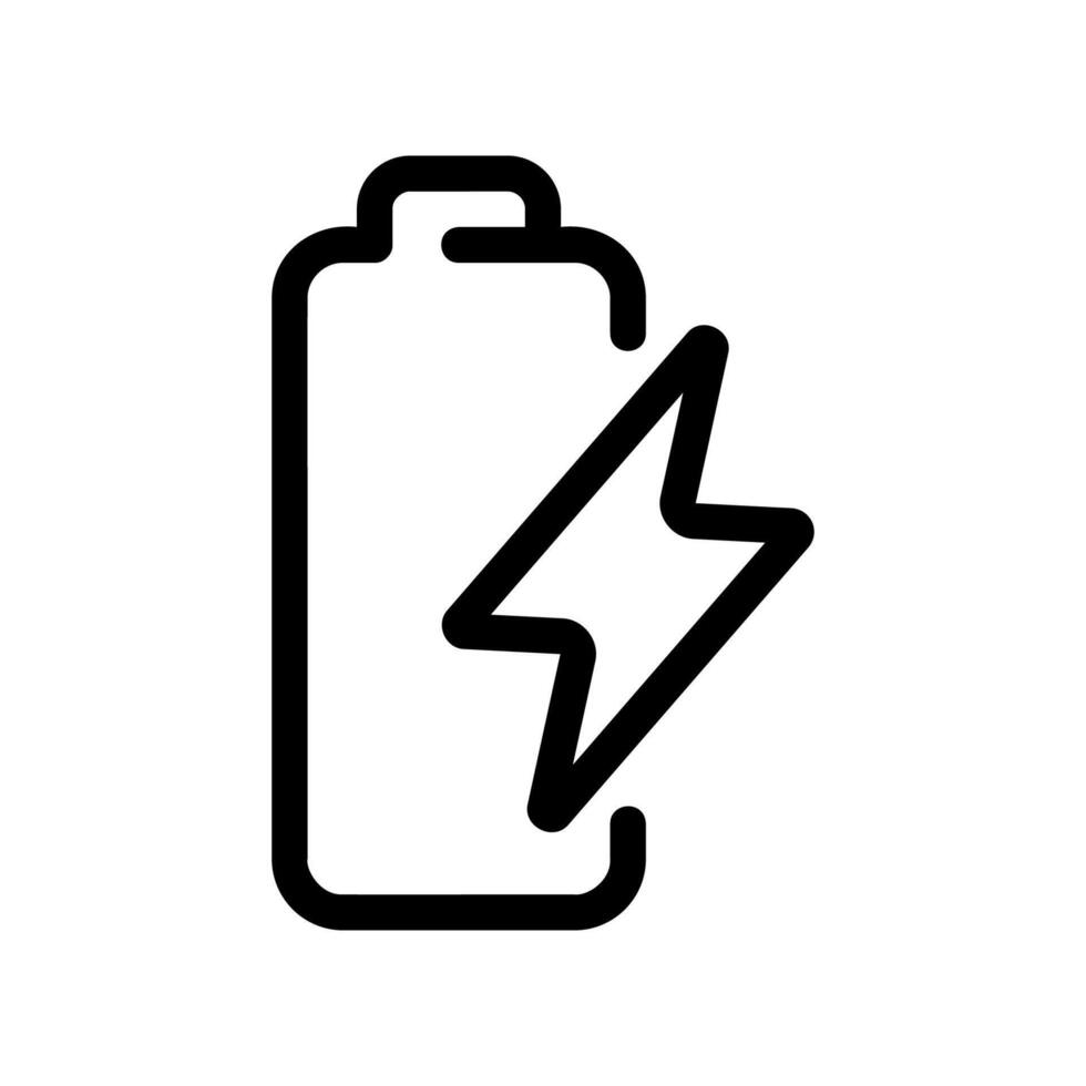 Battery Charging Power Symbol with Lightning Bolt Line Art Icon vector