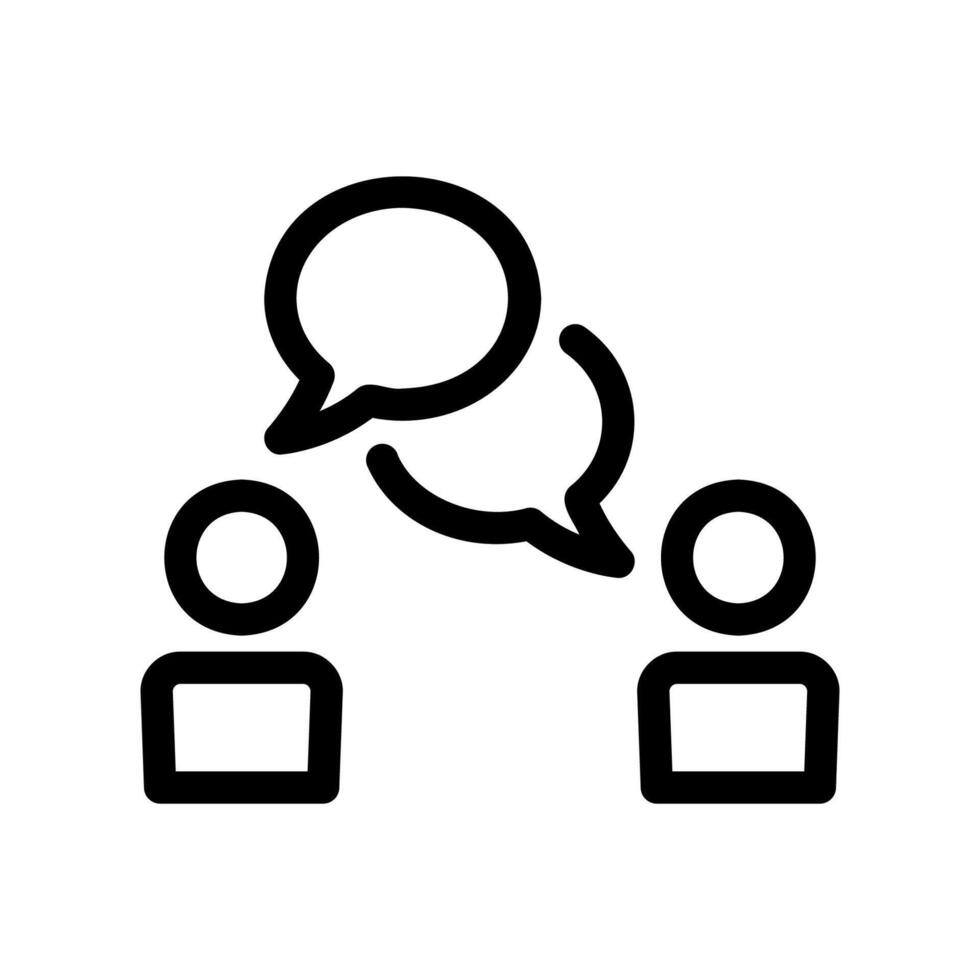 Dialogue Icon with Two Figures and Overlapping Speech Bubbles Symbol vector