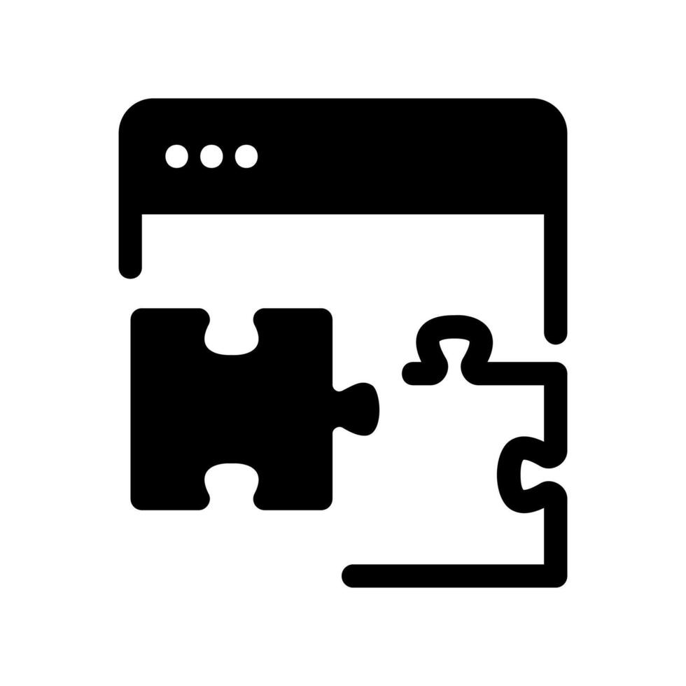 Browser Window Icon with Puzzle Piece Symbolizing Extension or Add on vector