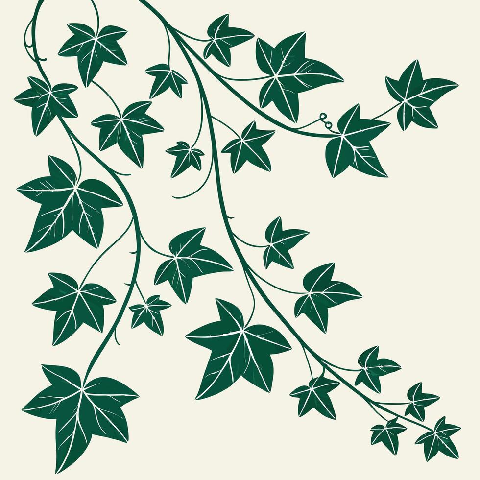 Seamless trailing ivy vines, flat green on light background, clean and airy vector