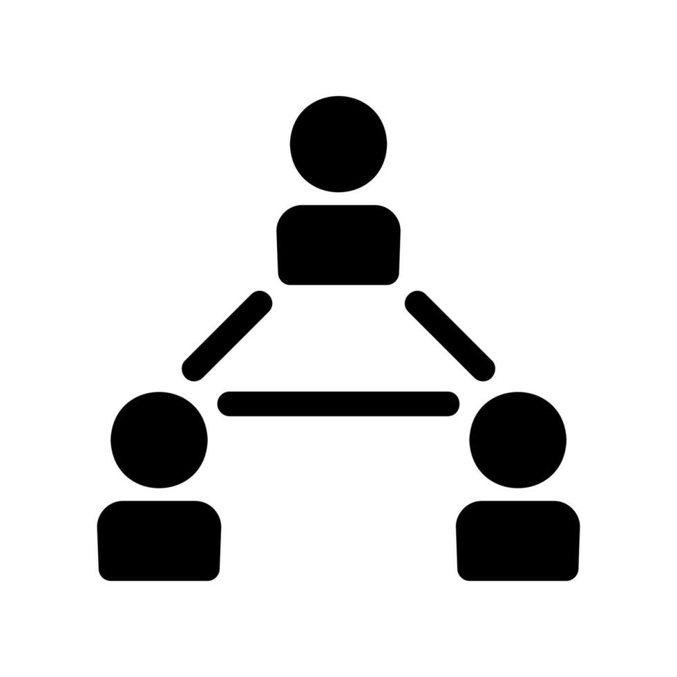 Network Diagram Icon Showing Three People Connected in a Triangle vector